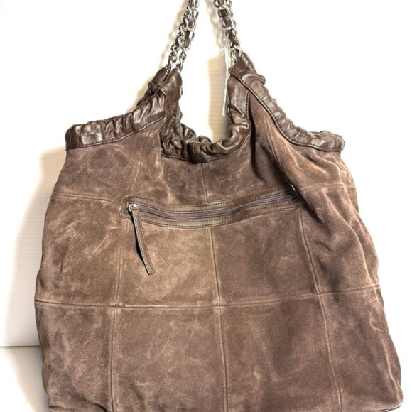 Distressed Dark Brown Suede Leather Hobo Shoulder Bag NWT - Picture 8 of 14